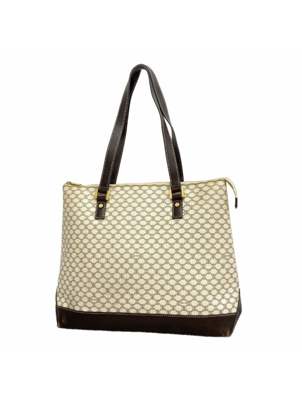 Celine Tote Bag Macadam Leather Ivory Gold